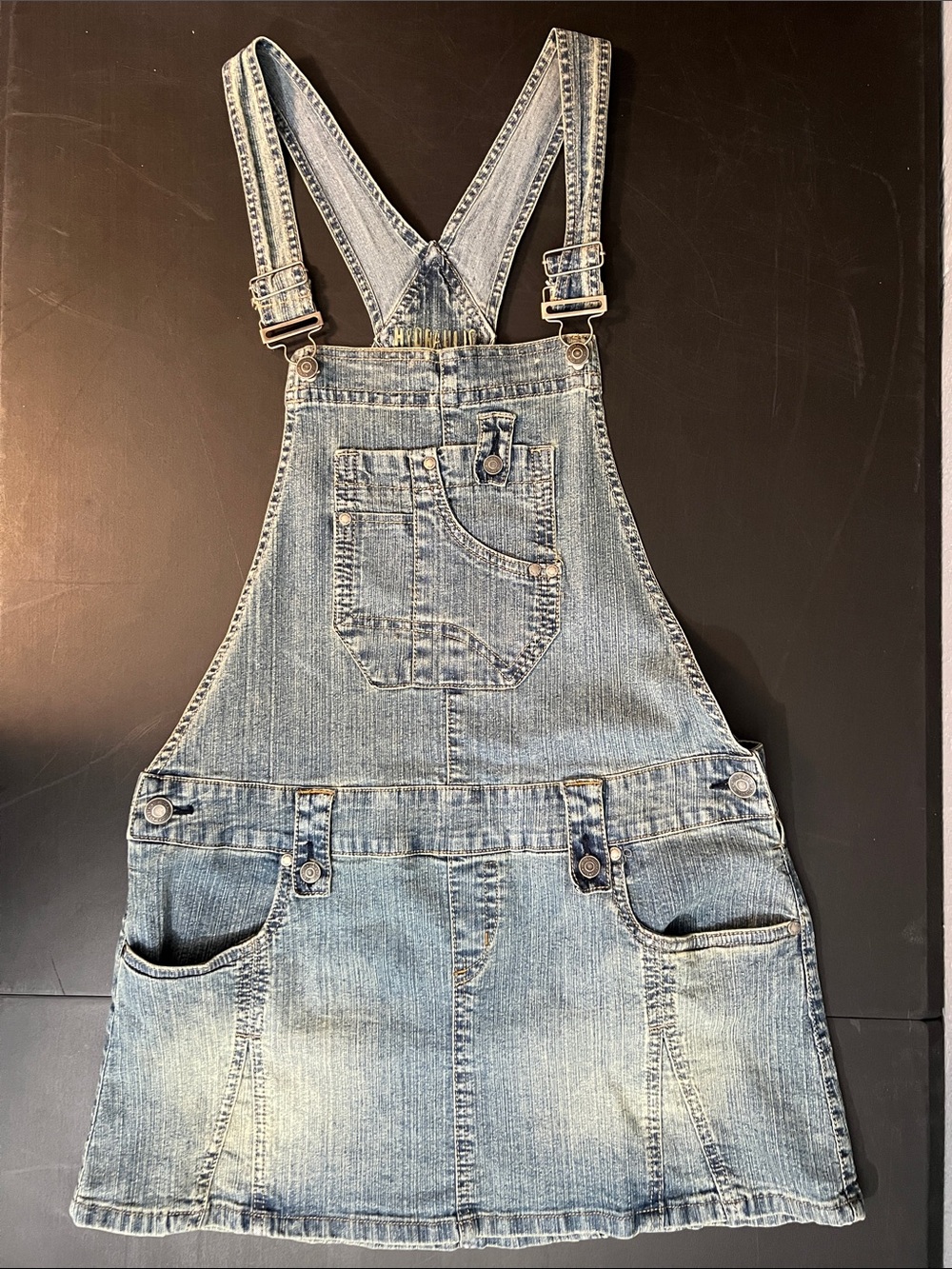 Hydraulic Light Blue Denim Overall Mini Dress